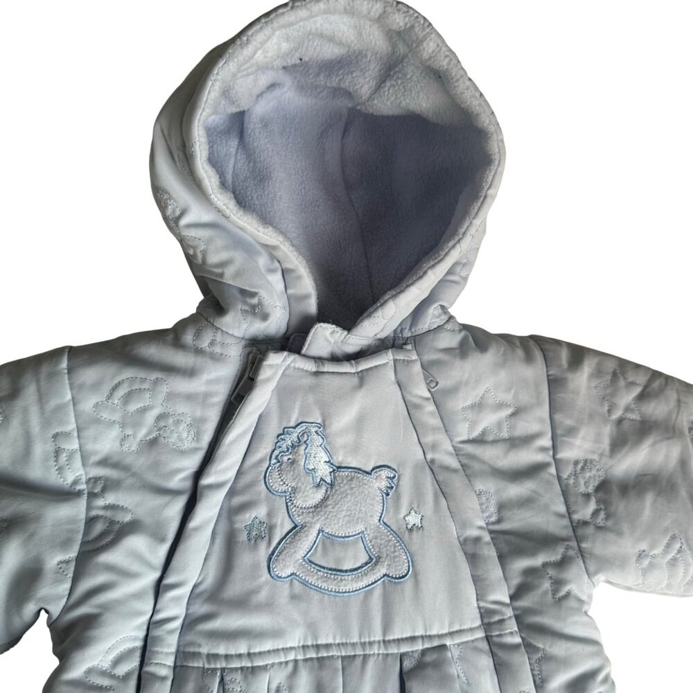 Le Petit Rothschild Infant Snowsuit 6mo Attached Mittens Booties Puffer Bunting - Picture 14 of 14
